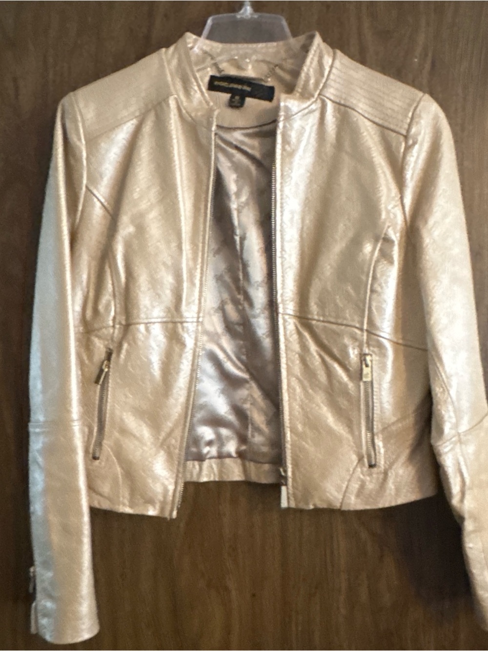 Rocawear Shimmery Gold Vintage Leather Jacket